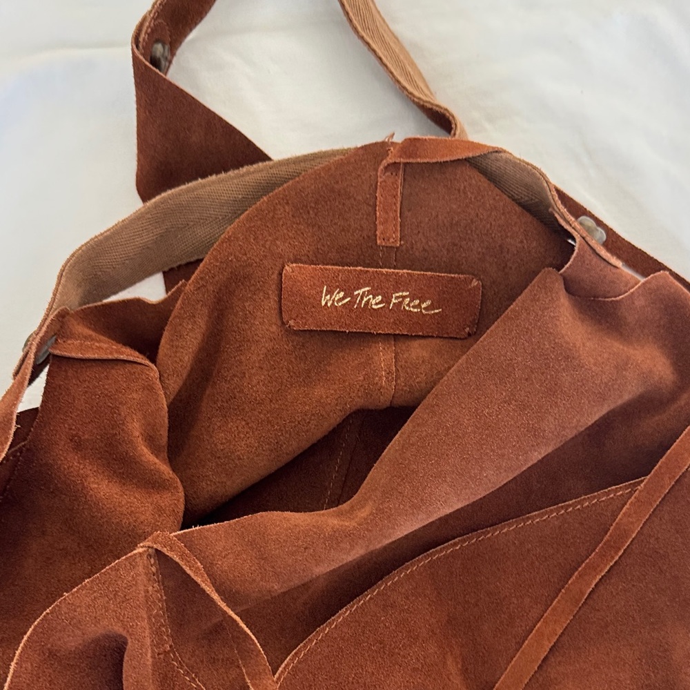 FREE PEOPLE Brown Suede Tote Bag NWOT - Picture 2 of 4